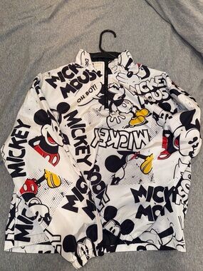Mickey Mouse White Graphic Windbreaker Jacket